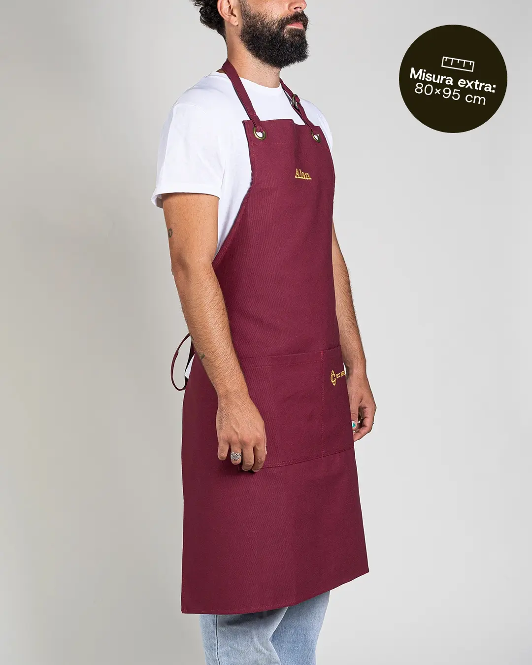 Uomo con grembiule Big Boss taglia extra, comodo e resistente in cucina