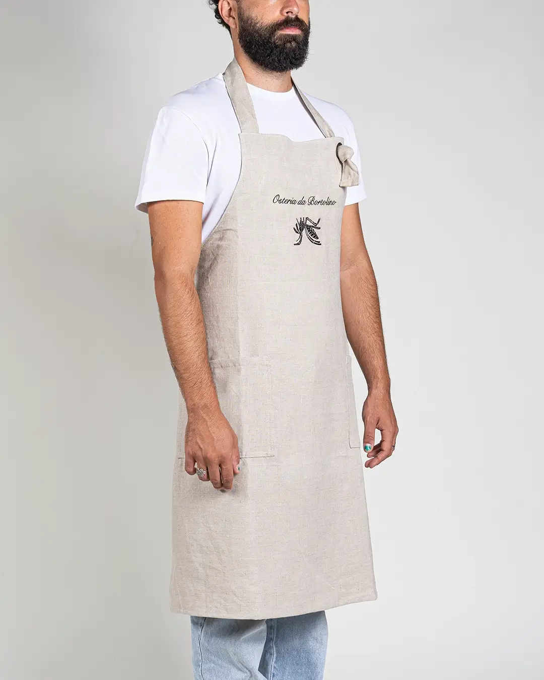 Grembiule sostenibile in lino lavato personalizzato