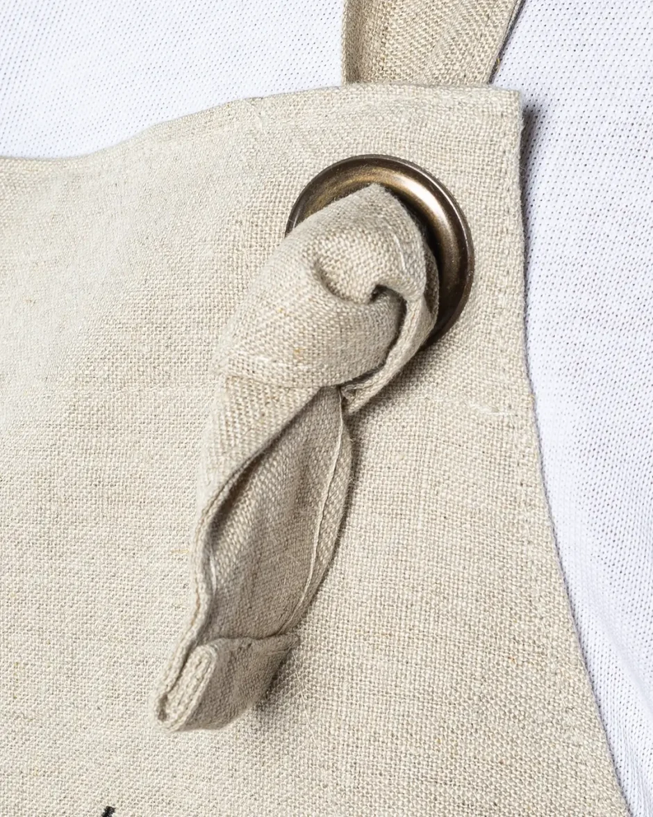 Grembiule in lino con lacci regolabili
