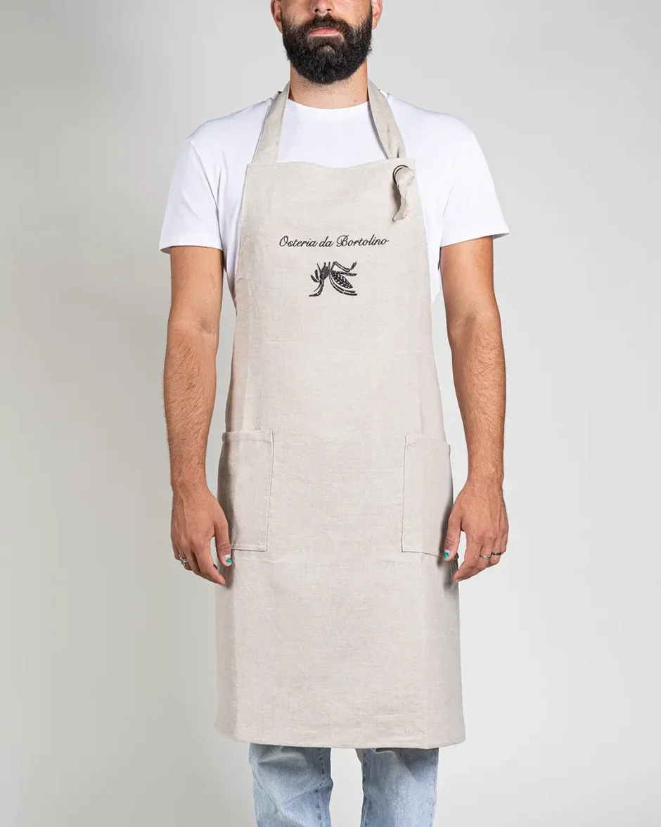 Grembiule personalizzabile in lino beige
