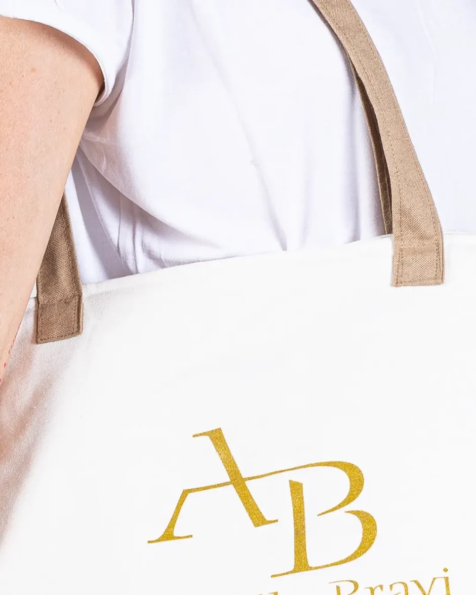 Borsa mare in cotone con manici in tessuto resistente