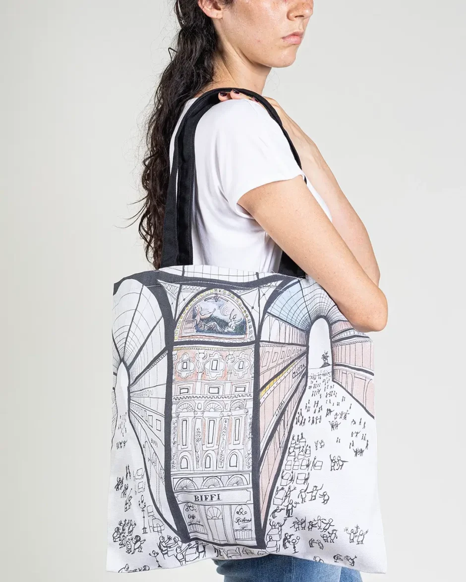 Borsa shopper con stampa all over in panama