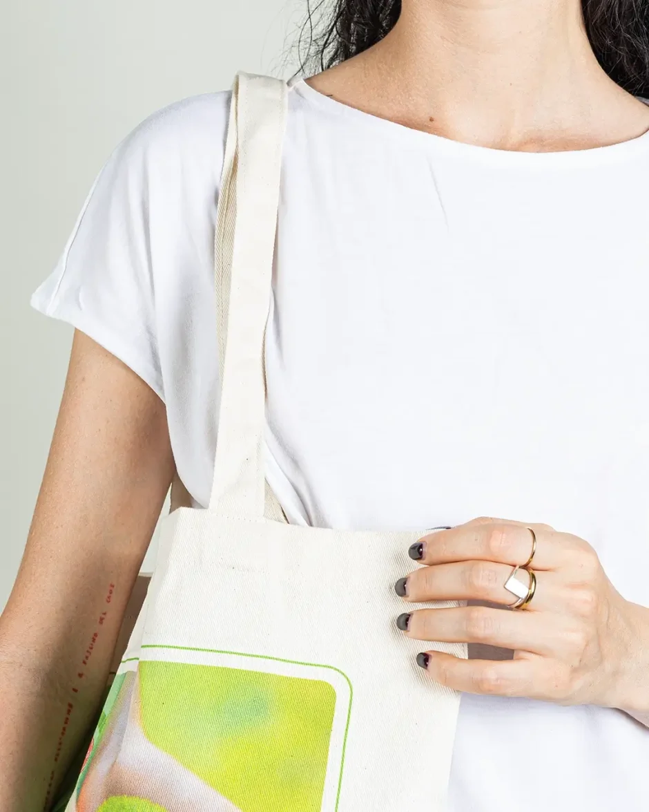 Borsa shopper con soffietto e logo aziendale